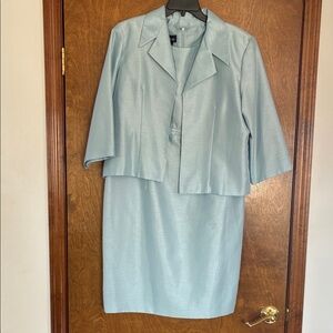 Leslie Fay Light Blue Dress and Jacket Set